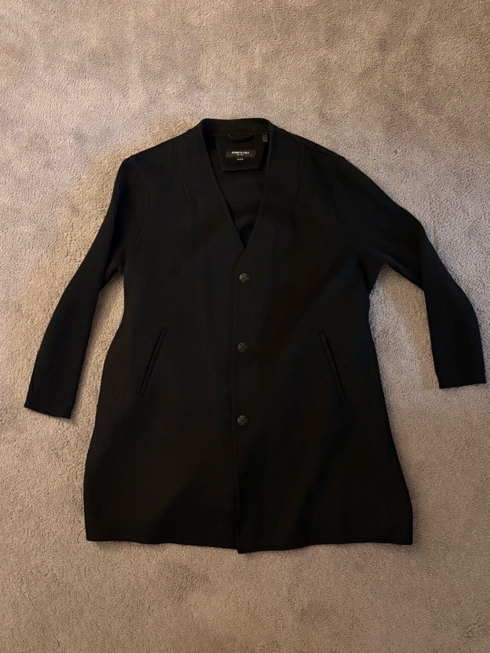 Kenneth Cole Black Long Button Coat
